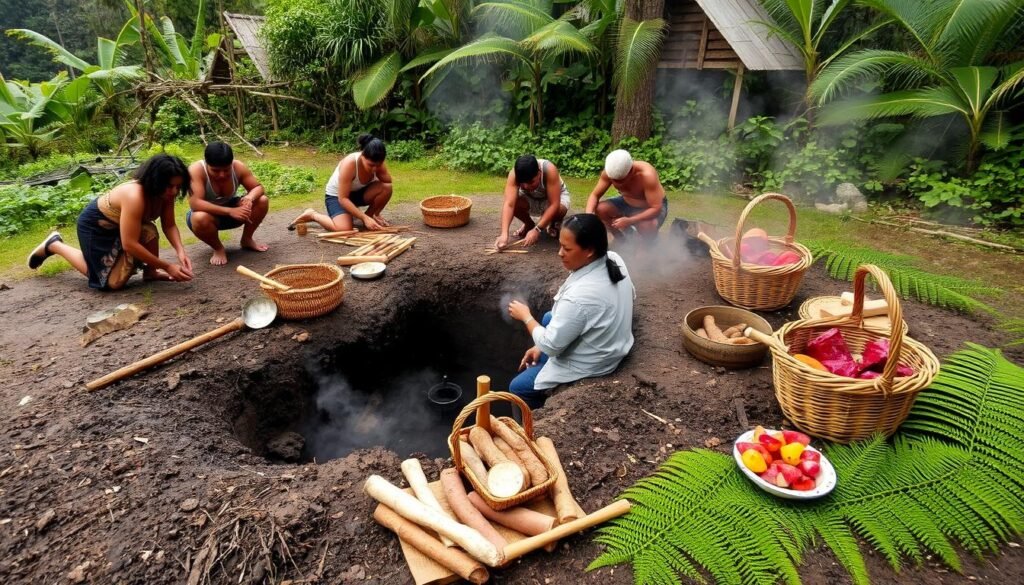 Maori hangi feast