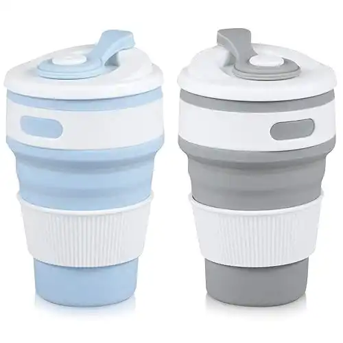 2Pcs 12oz Silicone Collapsible Cup for Travel