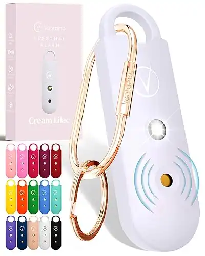 Vantamo Personal Alarm for Women - Extra Loud Double Speakers, First with Low Battery Notice with Strobe Light, Rechargeable - Safety Alarm Keychain